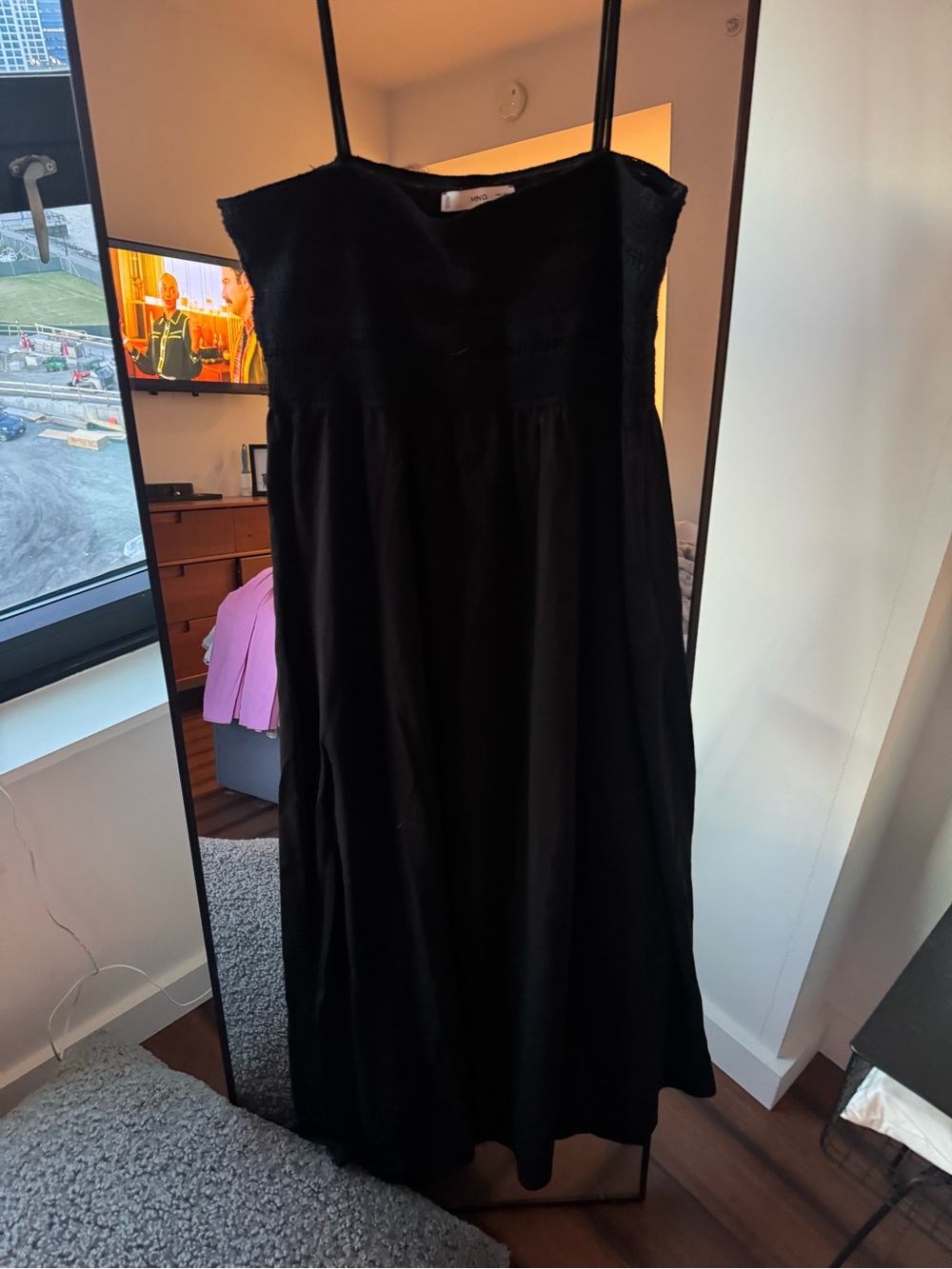 Mango Black Spaghetti-Strap Maxi Dress